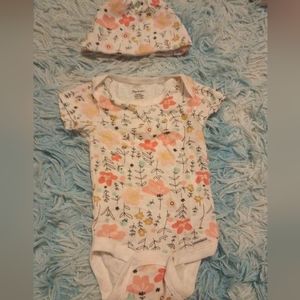Baby onesie with matching hat